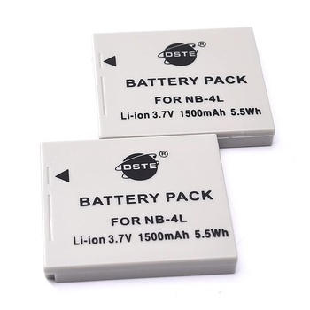Náhradná batéria DSTE NB-4L (2 ks) + duálna USB nabíjačka s LCD displejom kompatibilná s