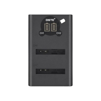 Náhradní baterie DSTE NB-4L (2 ks) + duální USB nabíječka s LCD displejem kompatibilní s
