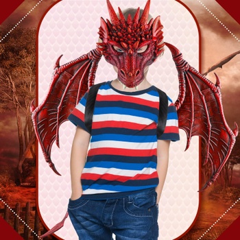 Yeeteesy Halloween sada masky s dračím křídlem, maškarní kostým cosplay party dárkové rekvizity pro