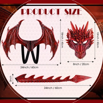 Yeeteesy Halloween sada masky s dračím křídlem, maškarní kostým cosplay party dárkové rekvizity pro