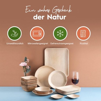 Misky FOOGO Green Palm Leaf 90 ml, Ø 10 cm, 50 kusov, Jednorazový riad Mini (7 cm) | Okrúhle 50