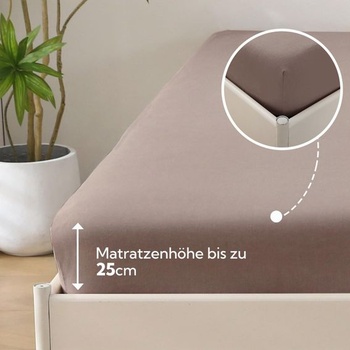 Napínacie prestieradlo SOULFUL 90x190cm, 100% praná bavlna, tmavo káva, tmavo káva, 90x190x30cm