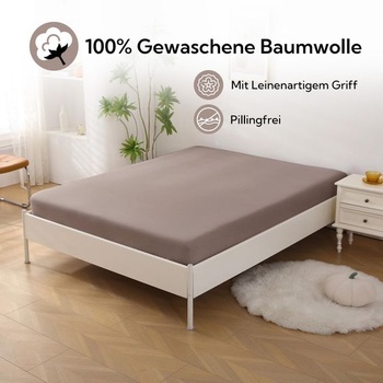 Napínacie prestieradlo SOULFUL 90x190cm, 100% praná bavlna, tmavo káva, tmavo káva, 90x190x30cm