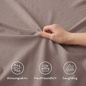 Napínacie prestieradlo SOULFUL 90x190cm, 100% praná bavlna, tmavo káva, tmavo káva, 90x190x30cm