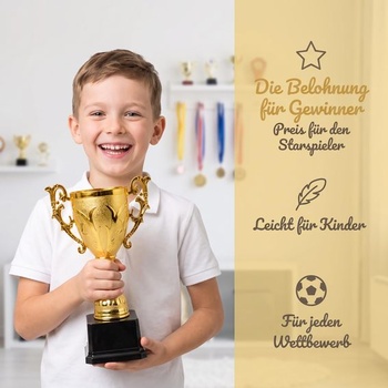Zlatá detská športová trofej Toyvian, plastová, 17 cm, vzdelávacia odmena pre súťaže a detské