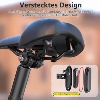 Držiak na bicykel DDJ pre Apple AirTag (2021 a 2025), Samsung Smart Tag 2 a Moto Tag, skrytý pod sedlom