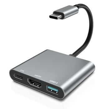 Adaptér USB-C na HDMI 4K @ 60Hz, 3v1 USB-C multiportový húb so 100W nabíjacím portom PD, prenos dát