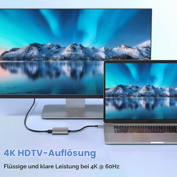 Adaptér USB-C na HDMI 4K @ 60Hz, 3v1 USB-C multiportový húb so 100W nabíjacím portom PD, prenos dát
