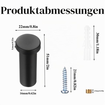 4 černé háčky na kabáty, nástěnné k přišroubování, nerezová ocel