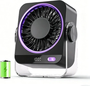 Stolní ventilátor FGHB šedo-fialový, 4000 mAh