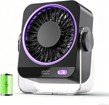 Stolný ventilátor FGHB šedo-fialový, 4000 mAh