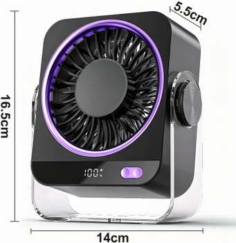 Stolní ventilátor FGHB šedo-fialový, 4000 mAh