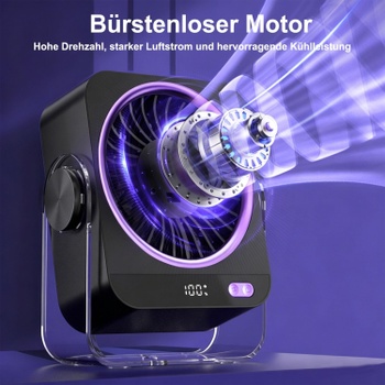 Stolní ventilátor FGHB šedo-fialový, 4000 mAh