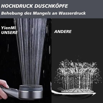 Sprchová hlavice s filtrem, vysokotlaká ruční sprcha s 8vrstvou filtrací, 4 proudy s funkcí stop, s