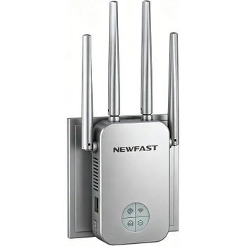 WiFi repeater Newfast strieborný