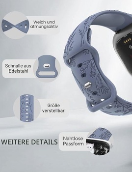 TOYOUTHS Náramek s pampeliškovým květinovým gravírováním kompatibilní s Fitbit Versa 2/Fitbit
