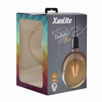 LED žiarovka Xanlite E27 guľatá, pätica G125, E27 – Vintage žiarovka s vláknom E27, uhol vyžarovania