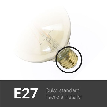 LED žiarovka Xanlite E27 guľatá, pätica G125, E27 – Vintage žiarovka s vláknom E27, uhol vyžarovania
