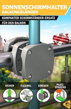 Držiak slnečníka Menz SunnyBoy na balkónové zábradlie, antracit, 1dielna sada