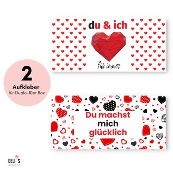 Láska - sada samolepiek Duplo (20 obalov + 2 samolepky do krabičky) – personalizovaný darček pre