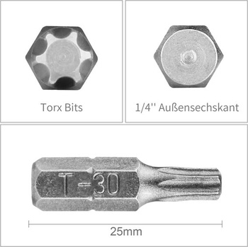 Súprava bitov HPHOPE T30 Torx (dĺžka: 25 mm, 25 kusov)