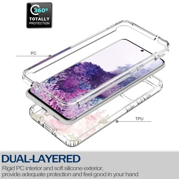 Ochranný kryt pre Galaxy S20+, S20 Plus SM-G985 s tvrdeným sklom - puzdro s kvetinovým vzorom,