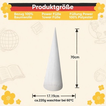 Vankúš Scinzene na školský kužeľ 70 cm s výplňou, prémiová plyšová vložka do školského kužeľa 70 cm -