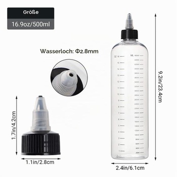 Segbeauty 2 balenia fľaštičiek na farbu na vlasy, 500ml fľaštičky s odmerkou, znovu naplniteľné,