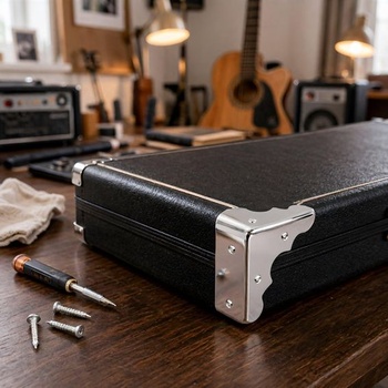 Sada 4 kovových rohových chráničov Garneck pre gitarové puzdrá, kryty rohov krabíc na naskrutkovanie,