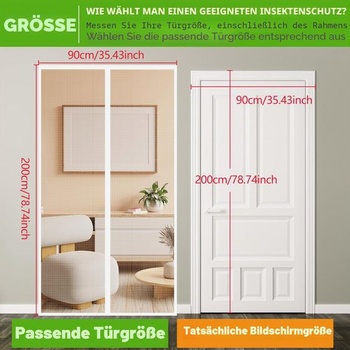 Flintronic magnetická síť proti hmyzu, 90x200 cm ochrana proti hmyzu na balkonové dveře, magnetická