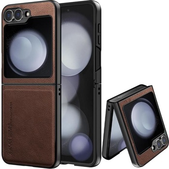 Púzdro X-level pre Samsung Galaxy Z Flip 6, púzdro na telefón z PU kože, hnedé Z Flip6 hnedé