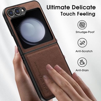 Púzdro X-level pre Samsung Galaxy Z Flip 6, púzdro na telefón z PU kože, hnedé Z Flip6 hnedé