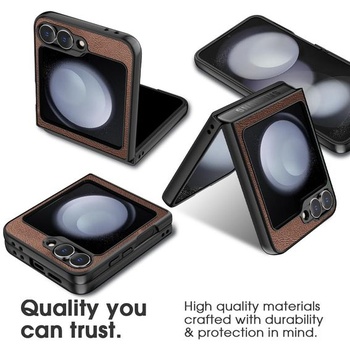 Púzdro X-level pre Samsung Galaxy Z Flip 6, púzdro na telefón z PU kože, hnedé Z Flip6 hnedé