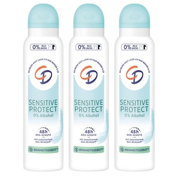 3 x CD Sensitive Protect dezodorant v spreji 0% alkoholu 0% hliníka 48h ochrana, 150 ml každý