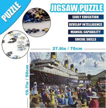 1000dílná skládačka pro dospělé, R.M.S. Titanic, 70 x 50 cm, klasické puzzle, obtížné, vzdělávací