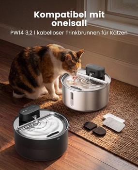 Oneisall 8 kusov náhradných filtrov pre bezdrôtovú mačaciu fontánu PW14, 3,2 l nerezové pítka pre