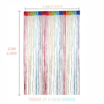 Záves Vidillo so špagátom 100 x 200 cm, proti hmyzu, záves na terasové dvere, strieborný s trblietkami