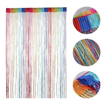 Záves Vidillo so špagátom 100 x 200 cm, proti hmyzu, záves na terasové dvere, strieborný s trblietkami