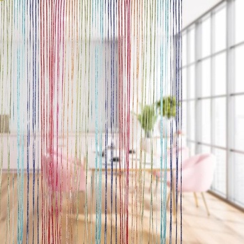 Záves Vidillo so špagátom 100 x 200 cm, proti hmyzu, záves na terasové dvere, strieborný s trblietkami