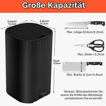 Stojan na nože (bez nožov), univerzálny odnímateľný držiak na nože Qoosea 4 v 1, organizér na nože a