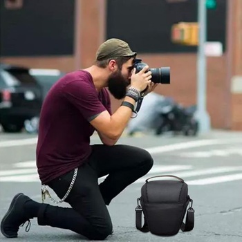 HIUOUIH taška na fotoaparát, taška na zrkadlovku, malá prenosná cestovná taška cez rameno pre
