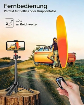 Nineigh 65cm statív na selfie tyč pre GoPro, mini statív na fotoaparát a telefón, čierna / červená