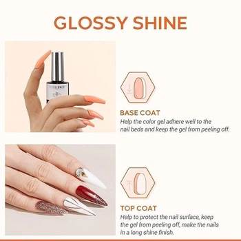 Modelones Top Coat Semi-Permanent 10ml No Wipe Top Coat UV LED gelový lak na nehty pro gelové nehty