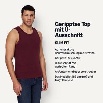 Pánske rebrované tielko Amazon Essentials Slim Fit, 2 kusy, veľkosť M, červené/tmavo vínové