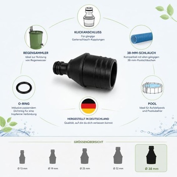 Adaptér kompatibilný so systémom Gardena Click pre bazénovú hadicu s priemerom 38 mm (svorka)