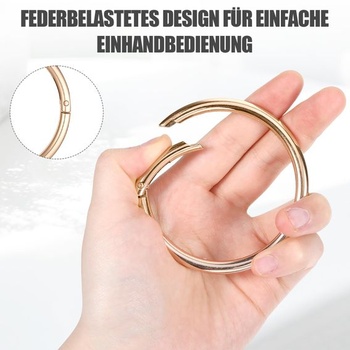 2 veľké okrúhle karabíny, vonkajší priemer 75 mm (zlaté)