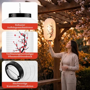 PRETYZOOM Lucerna s motivem švestkového květu, kovová, 18,90 palce, vodotěsná japonská lucerna pro
