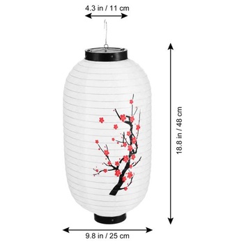 PRETYZOOM Lampáš s motívom slivkového kvetu, kovový, 18,90 palca, vodotesný japonský lampáš pre