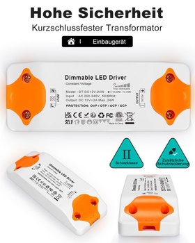 REYLAX LED transformátor 12V stmívatelný triakový napájecí zdroj 24W 2A, 118 x 45 x 23mm 12V 24W