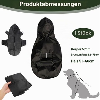 Pláštenka pre veľké psy, nepremokavá, vetruodolná, s kapucňou a reflexnými pruhmi, pre vonkajšie